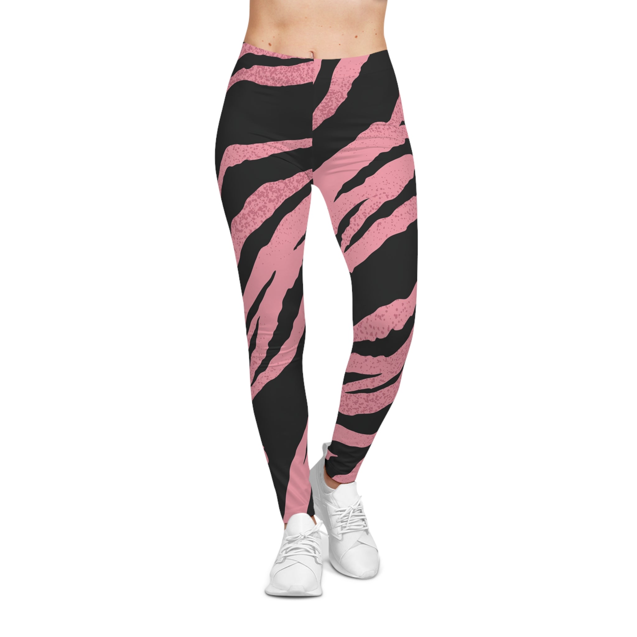 Stylish Pink Tiger Stripe Women's Casual Leggings